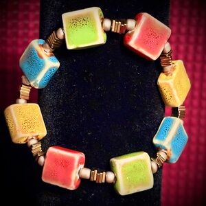 Colorful Ceramic Cube Bracelet